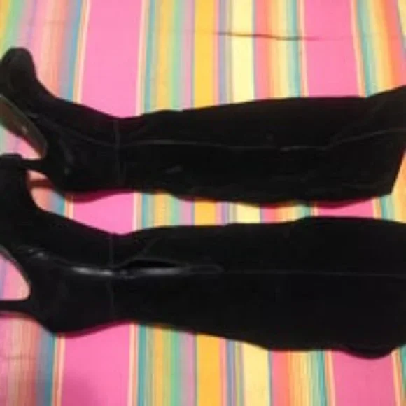 Size. 9 Black Suede Boots Over the Knee Boots - Picture 2 of 12